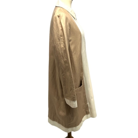 See By Chloe Tan & Cream Natural Flax Cotton Button Front Casual Jacket Coat 12 - Picture 7 of 13
